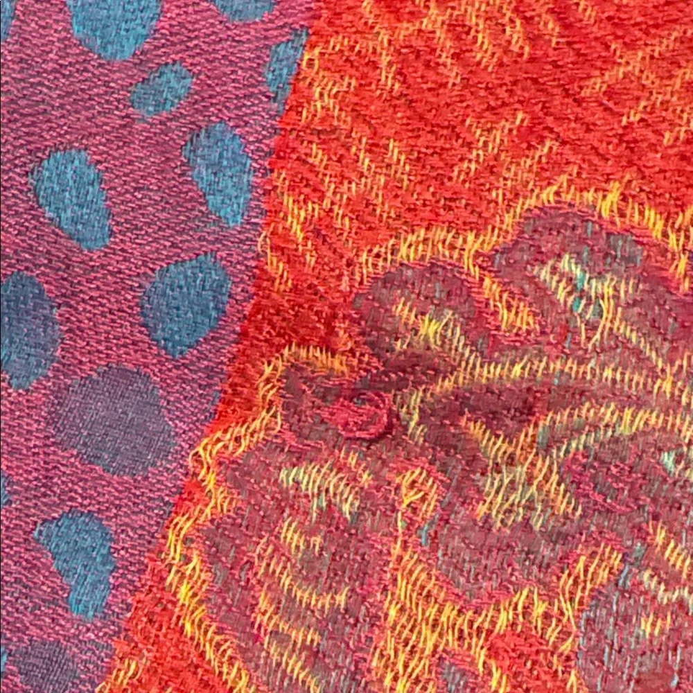 Pashmina scarf Vibrant Red and Orange Scarf‎ 100% Pashmina fringe edge